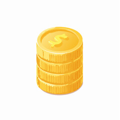 Pile of golden coins isolated on a white background financial illustration