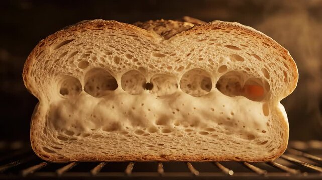 Close-up time-lapse of bread baking in the oven: Watch bread rise and evolve inside!