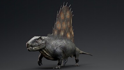 Dimetrodon of background. 3d model rendering