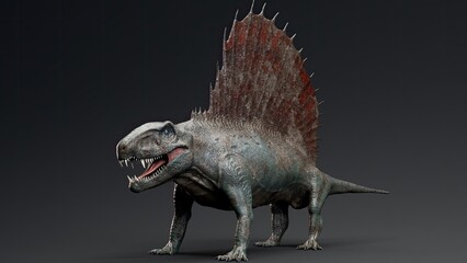 Dimetrodon of background. 3d model rendering