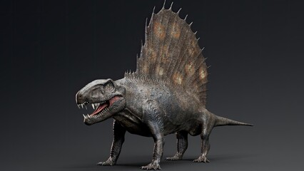 Dimetrodon of background. 3d model rendering