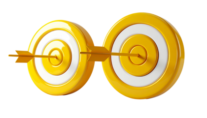 Yellow Target with Arrow 3D Icon Set isolated on transparent background