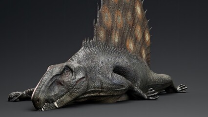 Dimetrodon of background. 3d model rendering