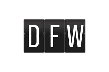 DFW Airport Code on Vintage Split Flap Departure Board, Travel and Aviation Concept, Dallas Fort Worth Airport Sign