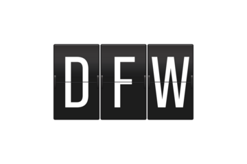 DFW Airport Code on Vintage Split Flap Departure Board, Travel and Aviation Concept, Dallas Fort Worth Airport Sign