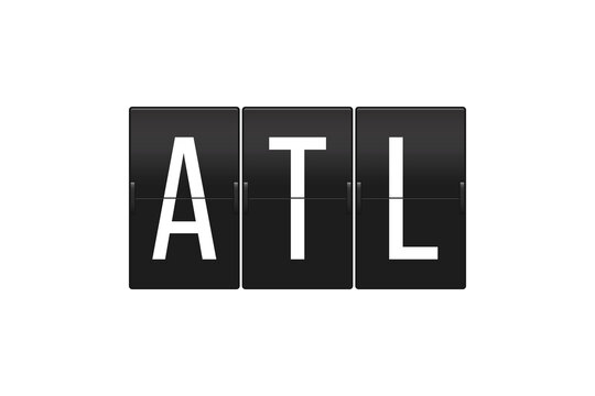 ATL Airport Code on Vintage Split Flap Display Board Representing Atlanta Travel, Air Transportation, and Global Connectivity