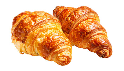 Fresh Croissant Pastry Set isolated on transparent background