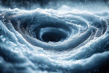 Water swirling around black hole in ocean.