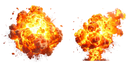 Pair of Fiery Blast Effects isolated on transparent background