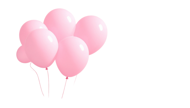 Romantic Pink Helium Balloons isolated on transparent background PNG