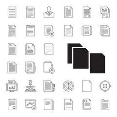 Set of document icons simple line art vector illustration for user interface design isolated on whit