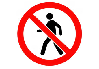 Red prohibition symbol indicating no entry or forbidden action isolated on transparent background
