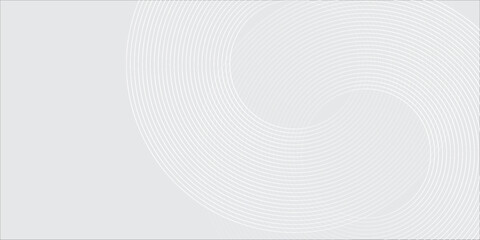 Abstract white glowing geometric lines on gray background. Modern shiny blue circle lines pattern. Futuristic technology concept. Suit for cover, poster, banner, brochure, header, eps10