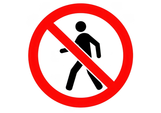 Red prohibition symbol indicating no entry or forbidden action isolated on transparent background