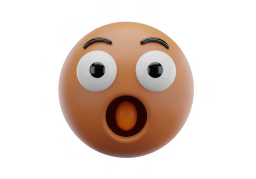 Surprised egg character with wide eyes and open mouth isolated on transparent background