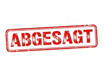Red stamped text abgesagt meaning cancelled isolated on transparent background