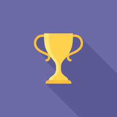 Golden Trophy Flat Vector Icon Symbolizing Success and Achievement