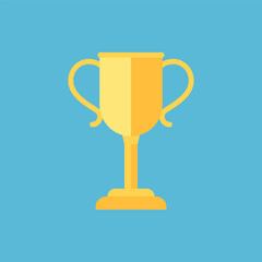 Flat Vector Golden Cup Trophy Icon for Success and Achievement Concept