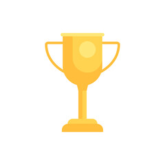 Flat Vector Golden Cup Trophy on White Background Representing Victory and Reward