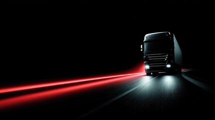 Futuristic Trucking: Advanced Technology and Speed on the Open Road at Night