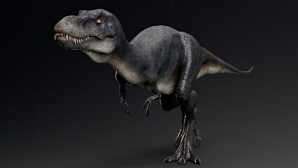 Juvenile Tyrannosaurus Rex of background. 3d model rendering