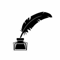 Quill Pen and Inkwell: Vintage Writing Tool Illustration