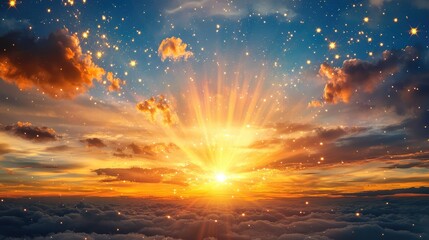 Fototapeta premium Luminous star with bright rays and shimmering sparkle, evoking a magical cosmic scene