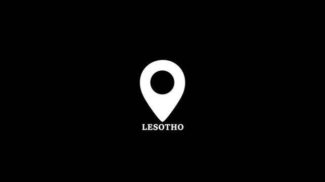 Lesotho location pin icon on world map &mdash; white and black pin showing Dhaka position, travel destination concept with green background.