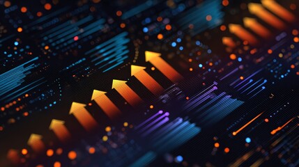 Fototapeta premium Real-Time Analytics Dashboard Displaying Glowing KPIs and Performance Metrics in Digital Environment