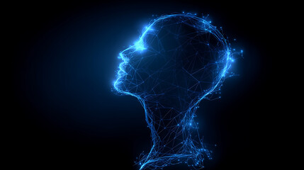 Human Head Silhouette Made of Data Lines