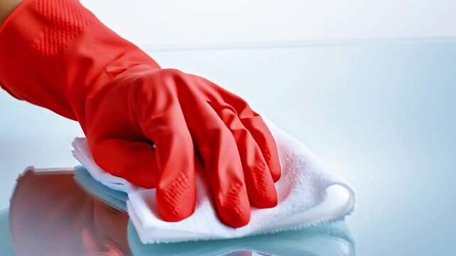 Gloved hand cleaning a surface promoting a healthy, germ-free home environment - Powered by Adobe