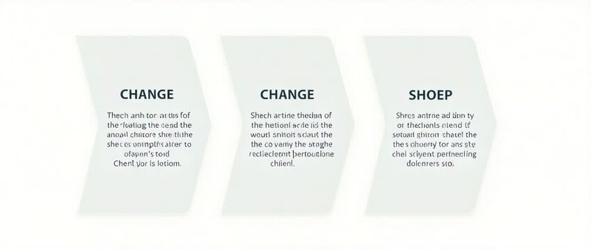 A captivating visualization of the Kotter change management model, featuring a structured layout with negative space for easy readability and engagement by viewers.