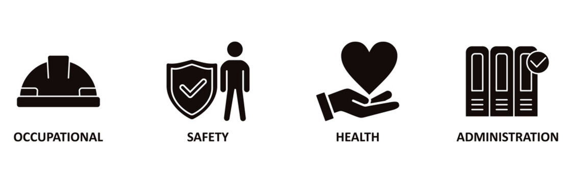 OSHA icon set vector illustration for occupational safety and health administration with an icon of worker, protection, healthcare, and procedure