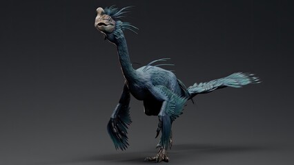 Gigantoraptor of background. 3d model rendering
