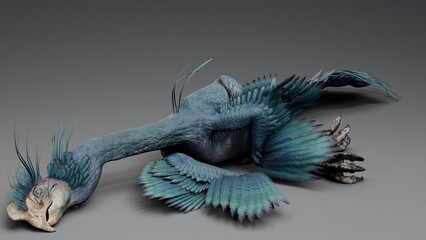 Gigantoraptor of background. 3d model rendering