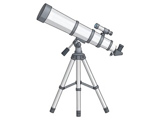 Detailed illustration of a white telescope on a tripod