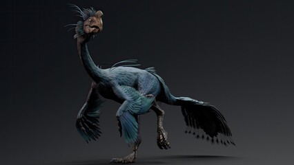 Gigantoraptor of background. 3d model rendering