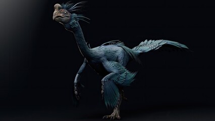 Gigantoraptor of background. 3d model rendering