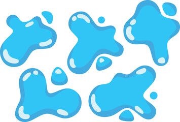 blue water puddle set illustration set