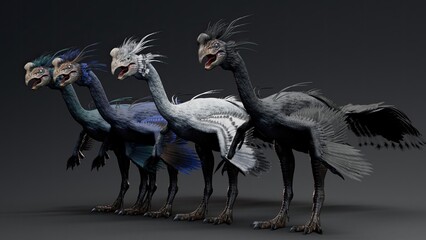 Gigantoraptor of background. 3d model rendering