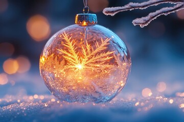 Christmas ornament with snowflake design.