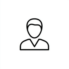 Minimalist user person icon, clean black white, representing profile and identity