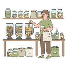 Zero Waste Refill Store Vector Illustration