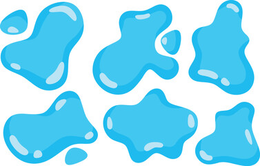 blue water puddle set illustration set