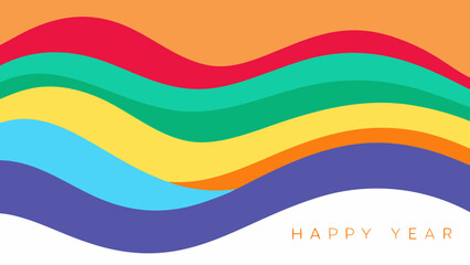 Colorful abstract wavy stripes on a white surface background design