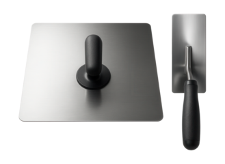 Hawk and trowel set for smooth plaster application in drywall projects.