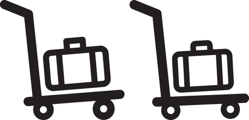 Two luggage carts with suitcases silhouette