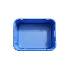 Blue Plastic Container for Storage and Organization on White Background
