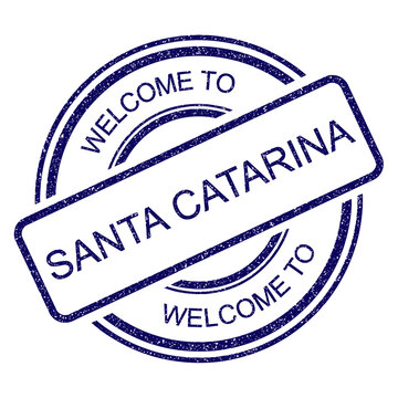 Welcome to Santa Catarina, Brazil, blue vintage travel grunge rubber stamp on transparent background, vector illustration