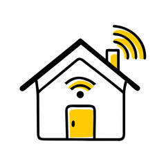 Smart home with Wi-Fi signal waves symbolizing connectivity and innovation